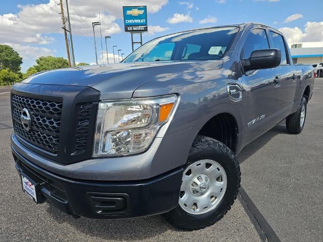 2018 Nissan Titan XD 4x4 Gas Crew Cab S in Gun Metallic Monotone — front three-quarter view