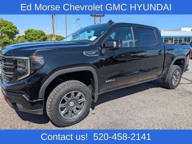 2025 GMC Sierra 1500 Crew Cab Short Box 4-Wheel Drive AT4 in Onyx Black — front three-quarter view