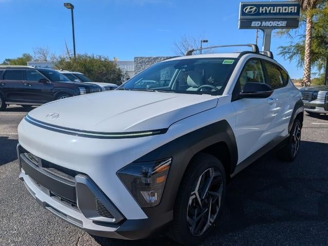 2026 Hyundai KONA SEL Premium AWD in Atlas White — front three-quarter view