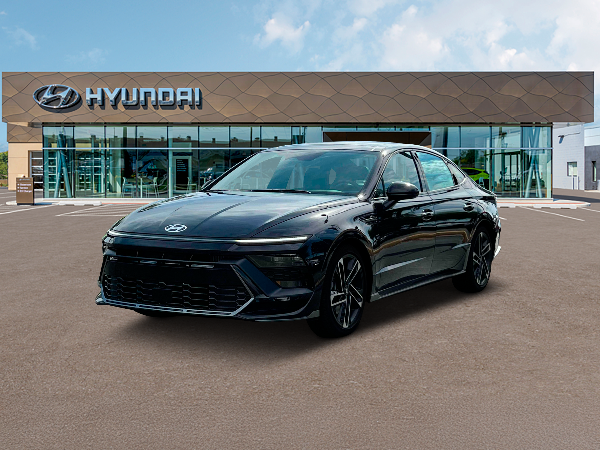 2025 Hyundai SONATA N Line in Carbon Blue — front three-quarter view